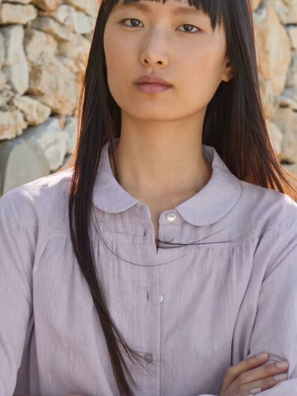 NWT Poetry Lavender Shell Button-Front Women's Blouse Linen Blend Soft - Picture 3 of 15